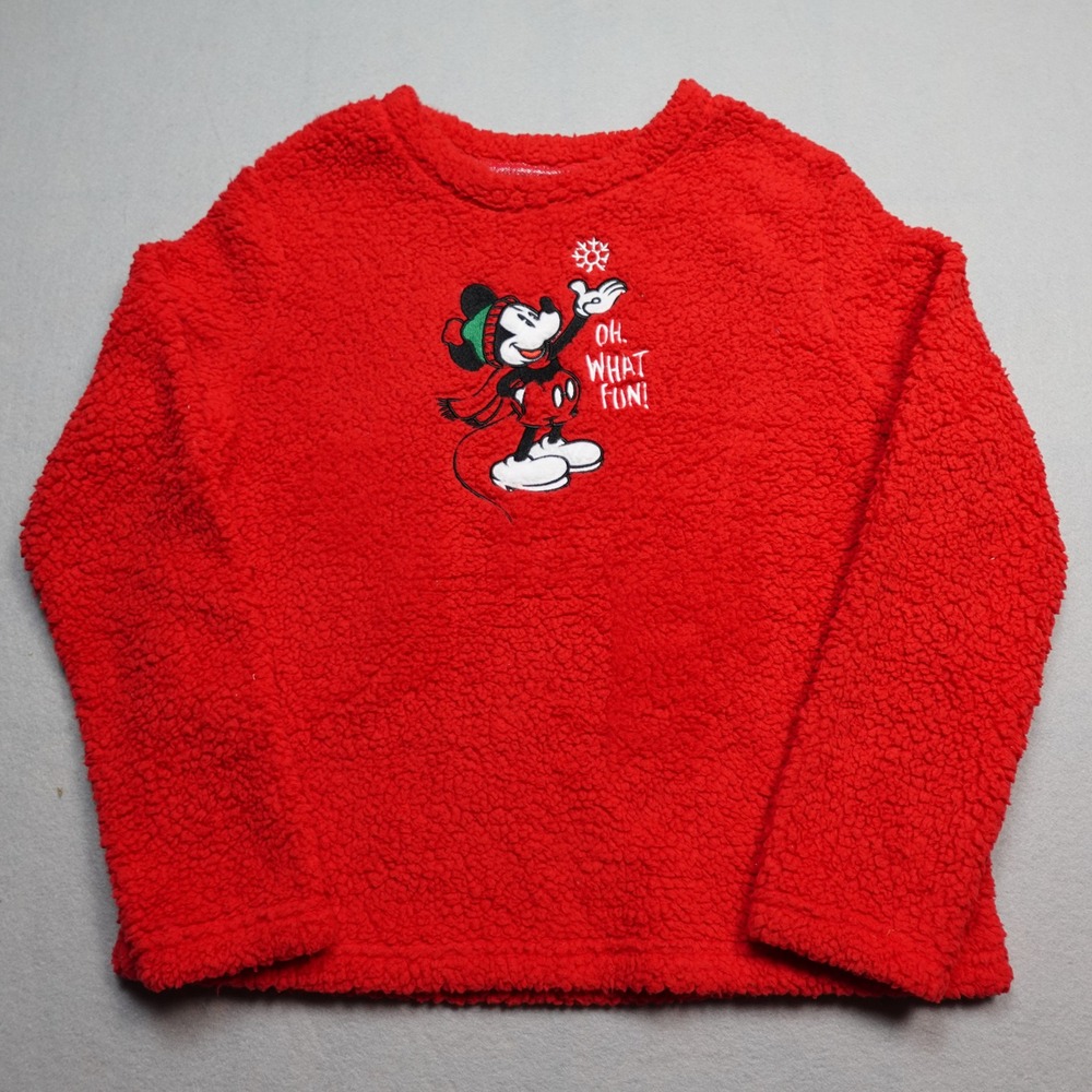 Disney Mickey Mouse Sleepwear Top Women S Red Christmas Faux Fur Fleece